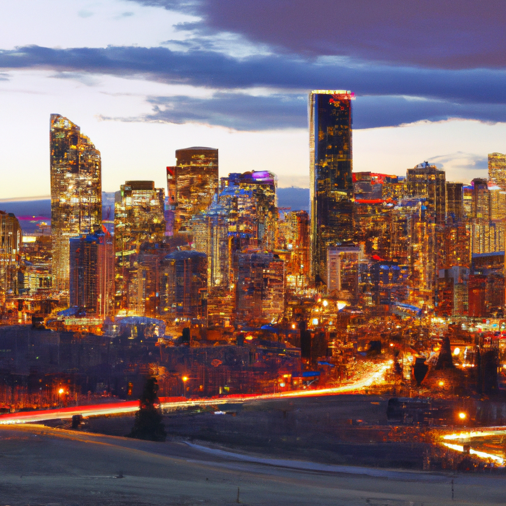 AI-generated Calgary skyline with prairie light
